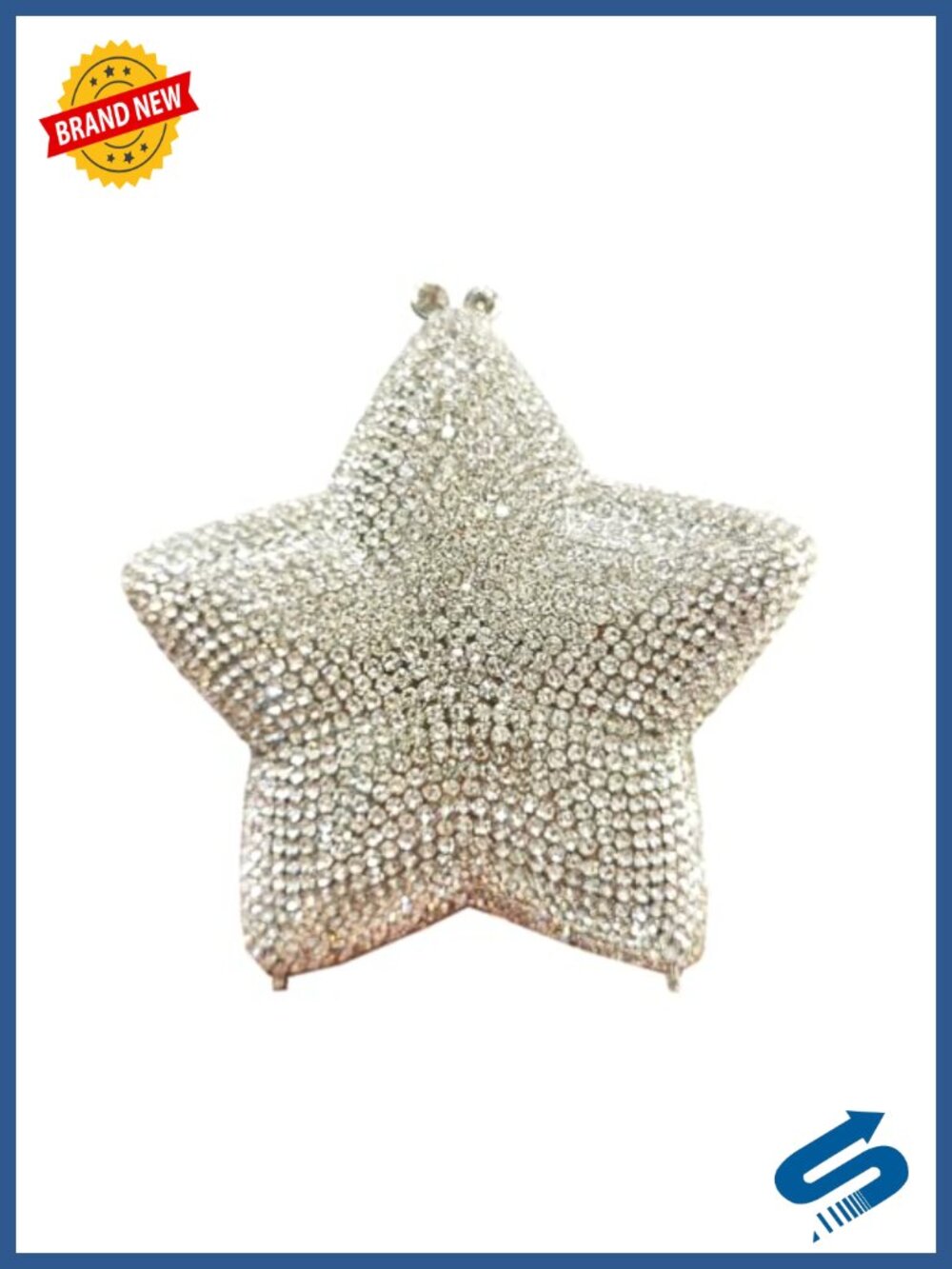 Rhinestone Star Shape Clutch Purse Crystal Evening Bag Chain Handbag